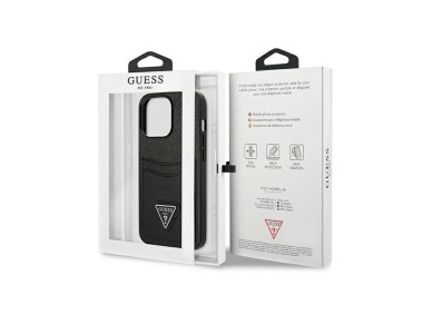 Guess Saffiano Triangle Logo Cardslot Case for iPhone 13 / 13 Pro - Black Guess Saffiano Triangle Logo Cardslot Case for iPhone 13 / 13 Pro - Black