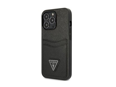 Guess Saffiano Triangle Logo Cardslot Case for iPhone 13 / 13 Pro - Black Guess Saffiano Triangle Logo Cardslot Case for iPhone 13 / 13 Pro - Black