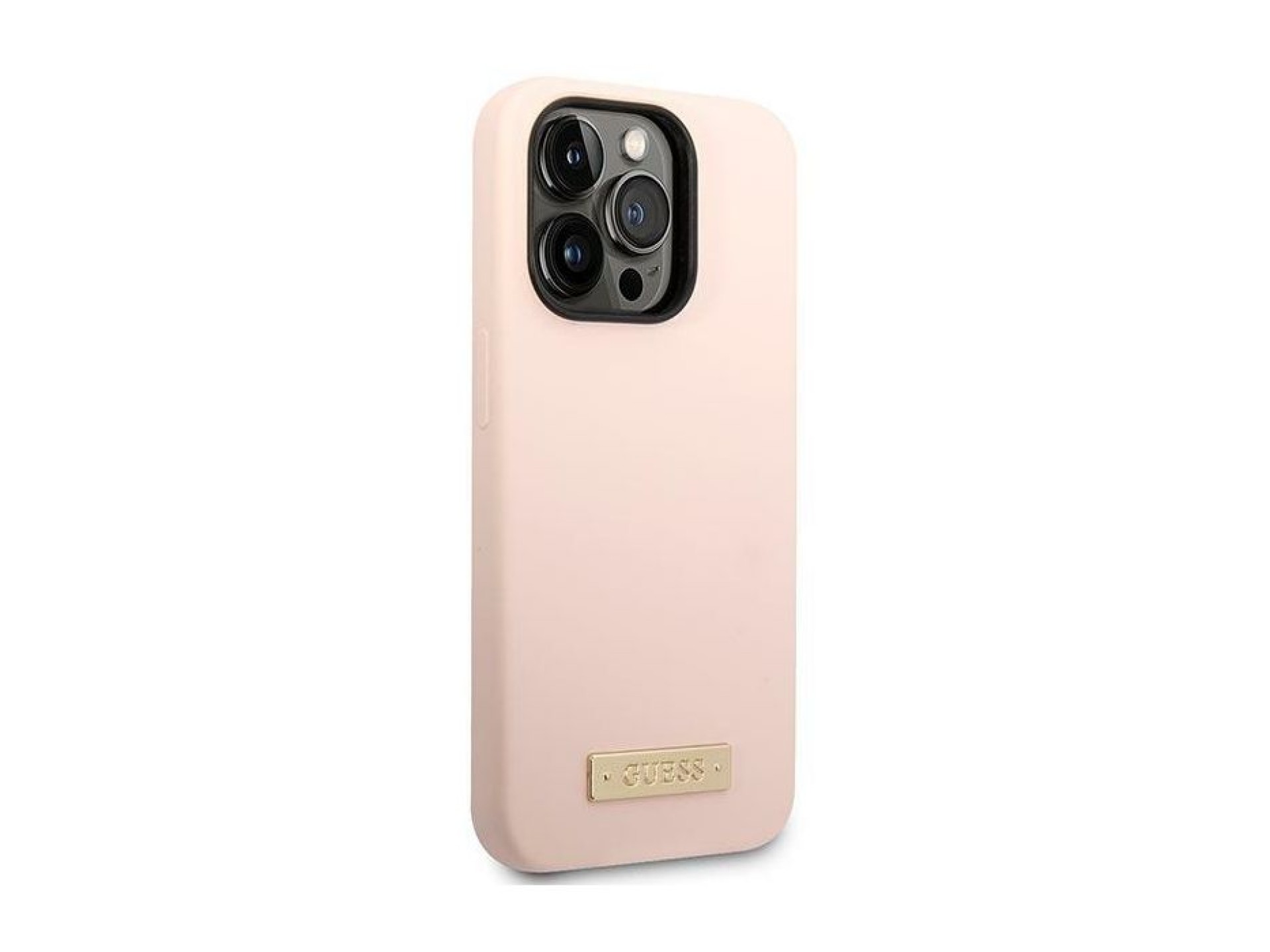 Guess Silicone Logo Plate MagSafe Case for iPhone 14 Pro - Pink