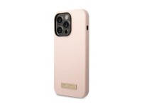 Guess Silicone Logo Plate MagSafe Case for iPhone 14 Pro - Pink