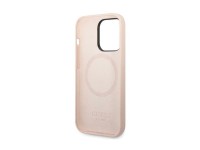 Guess Silicone Logo Plate MagSafe Case for iPhone 14 Pro - Pink