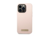 Guess Silicone Logo Plate MagSafe Case for iPhone 14 Pro - Pink
