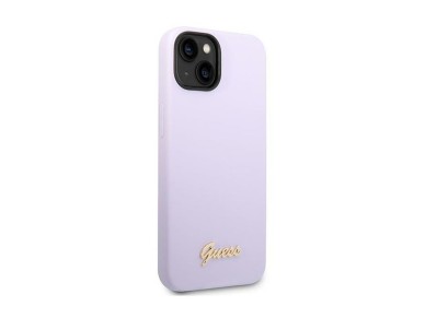Funda Guess de silicona con logo vintage dorado para iPhone 14 / 15 Plus - Morado Funda Guess de silicona con logo vintage dorado para iPhone 14 / 15 Plus - Morado