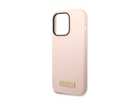 Guess Silicone Logo Plate MagSafe Case for iPhone 14 Pro - Pink