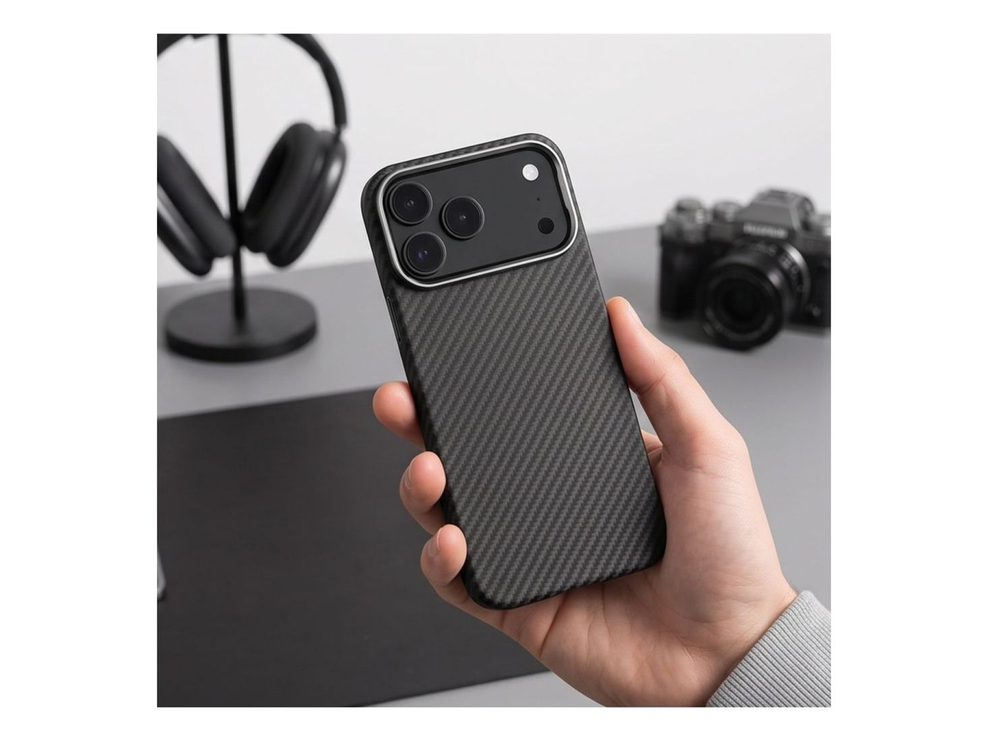 Tech-Protect Ion Carbon MagSafe Case for iPhone 18 Pro / 17 Pro - Black & Silver