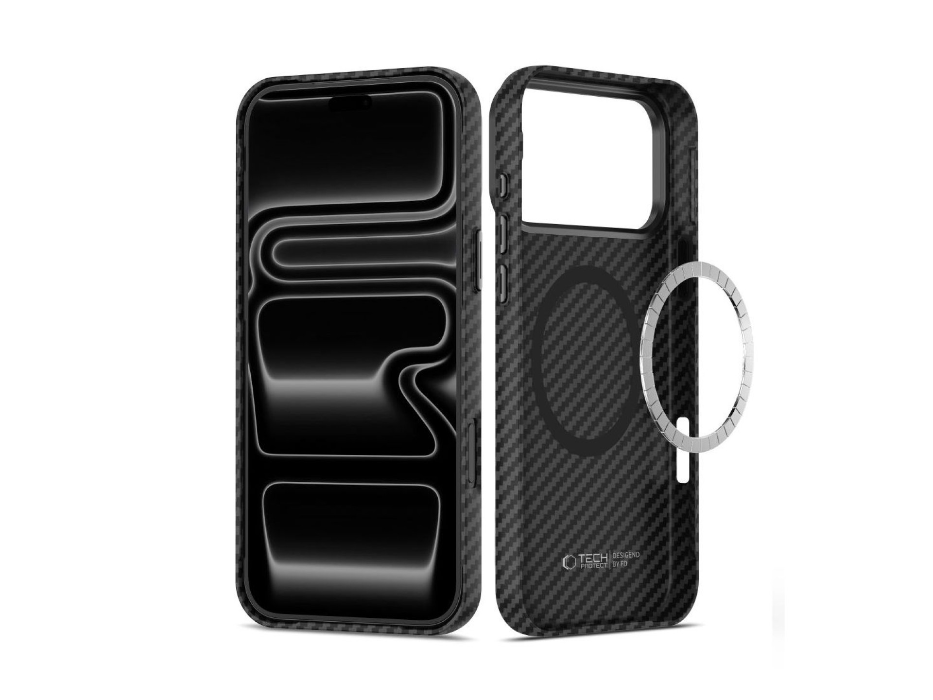Tech-Protect Ion Carbon MagSafe Case for iPhone 18 Pro / 17 Pro - Black & Silver