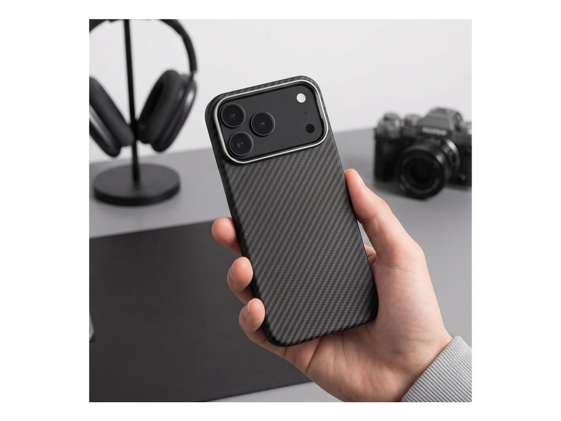Tech-Protect Ion Carbon MagSafe Case for iPhone 18 Pro / 17 Pro - Black & Silver