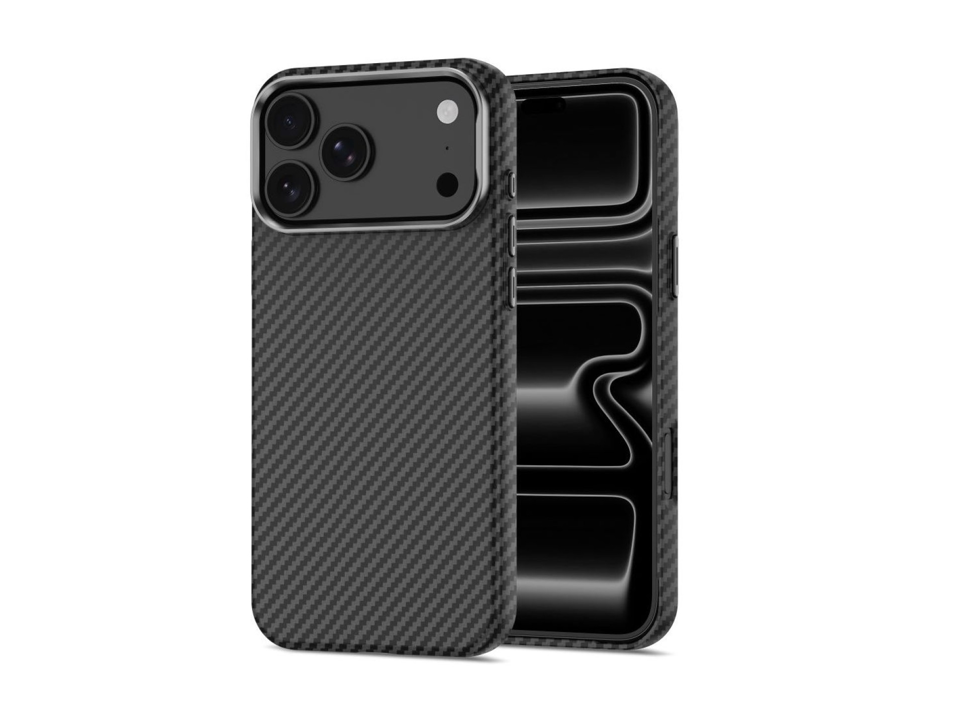 Tech-Protect Ion Carbon MagSafe Case for iPhone 18 Pro / 17 Pro - Black & Silver