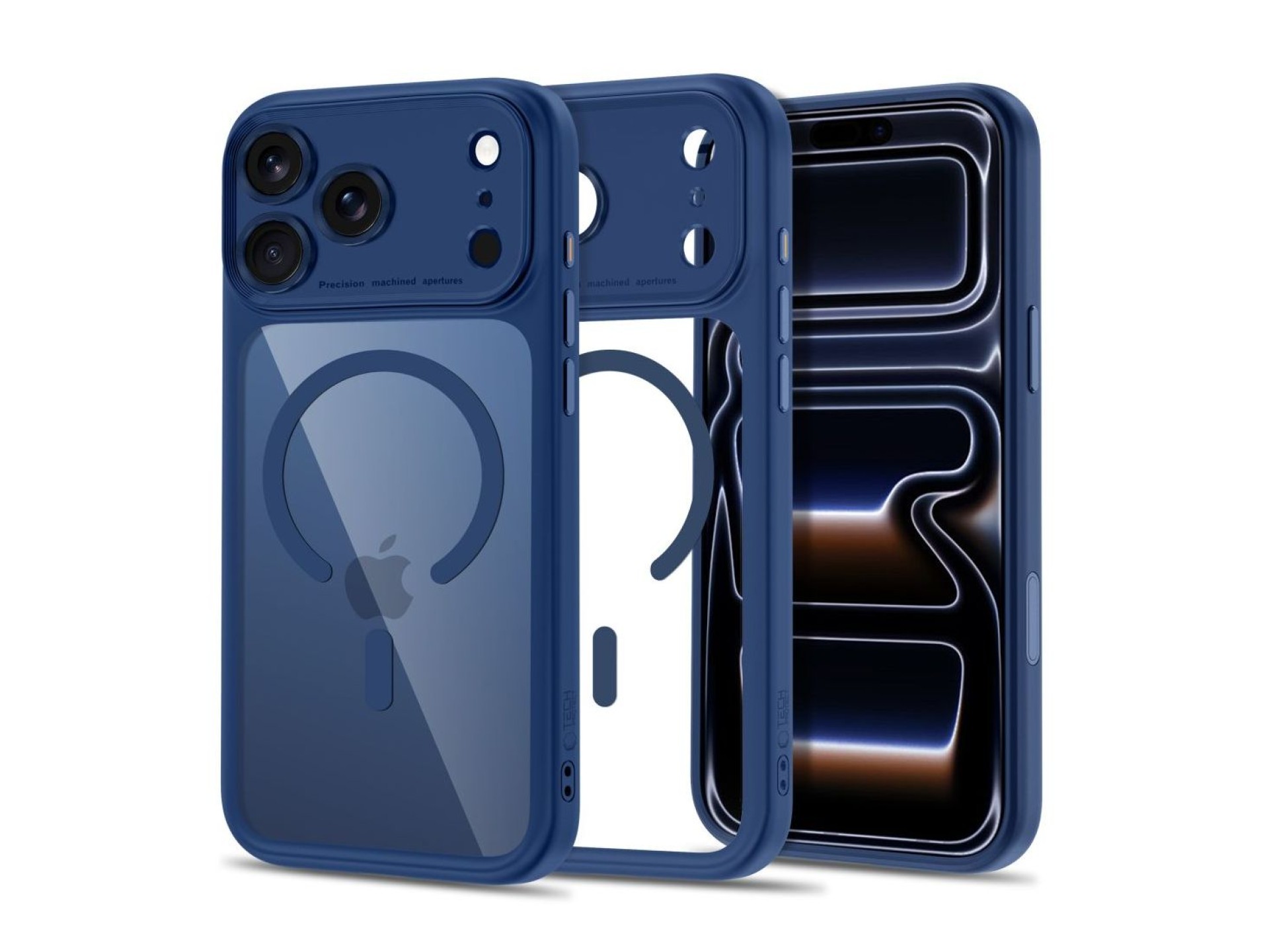 Tech-Protect MagPeak MagSafe CC Case for iPhone 18 Pro / 17 Pro - Clear Navy Blue