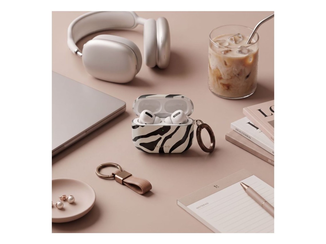 Capa Tech-Protect Lamano para AirPods 4/5 - preta e bege