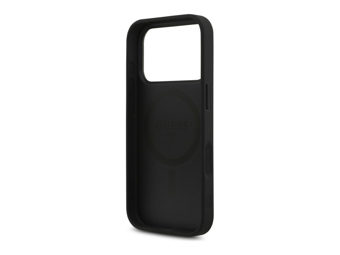 Guess Leather 4G Triangle Strass MagSafe Case for iPhone 18 Pro / 17 Pro - Black