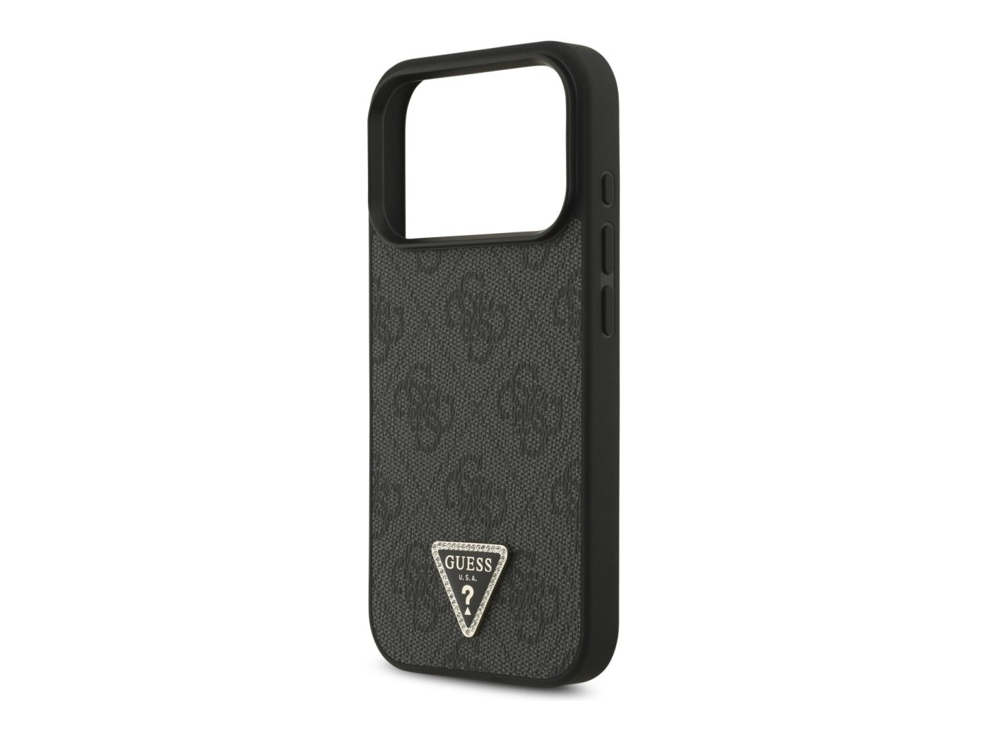 Guess Leather 4G Triangle Strass MagSafe Case for iPhone 18 Pro / 17 Pro - Black