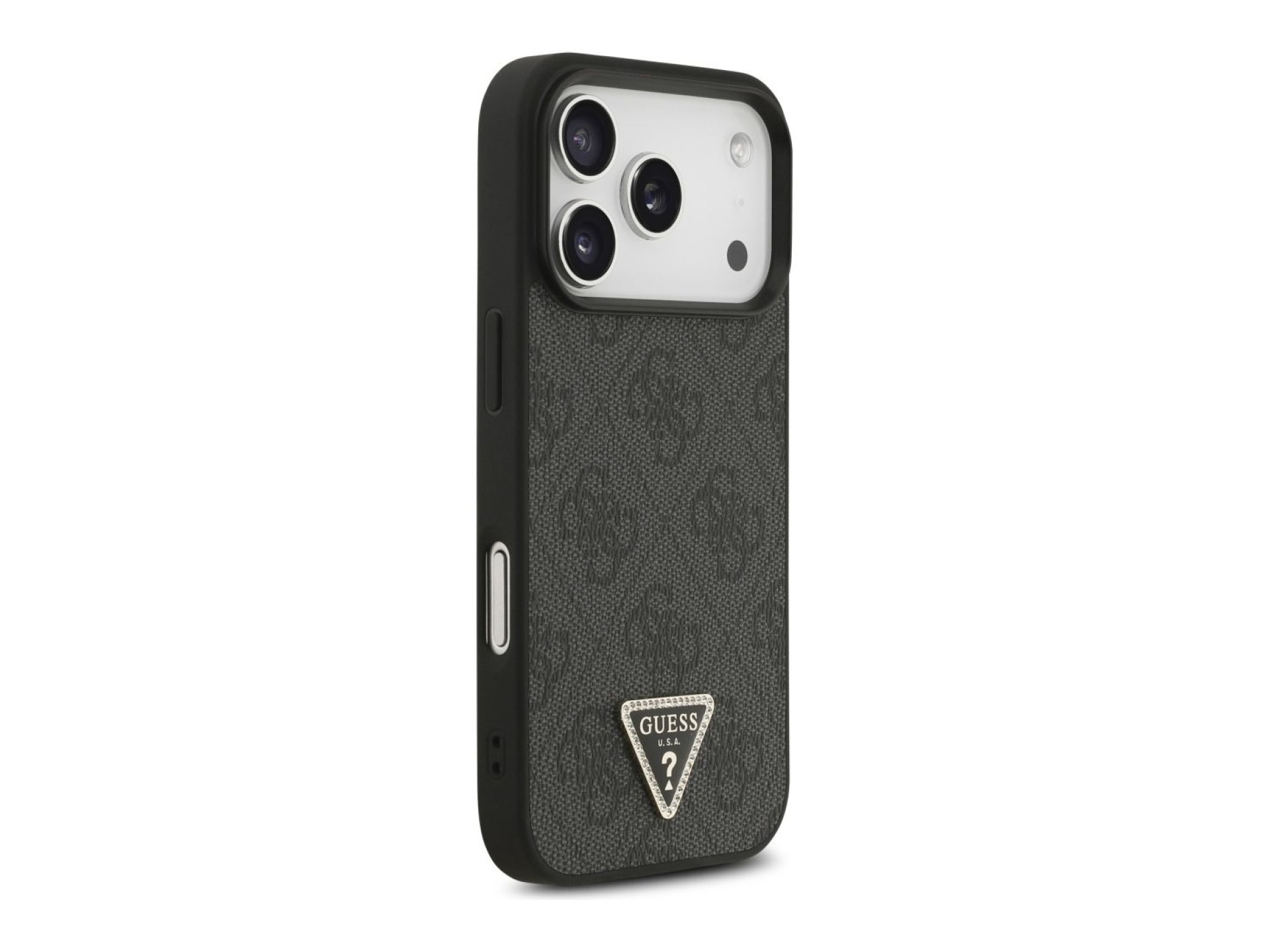 Guess Leather 4G Triangle Strass MagSafe Case for iPhone 18 Pro / 17 Pro - Black