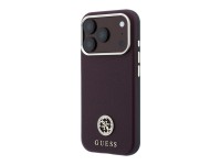 Guess Grained Round Strass Logo MagSafe Case for iPhone 18 Pro Max / 17 Pro Max - Burgundy