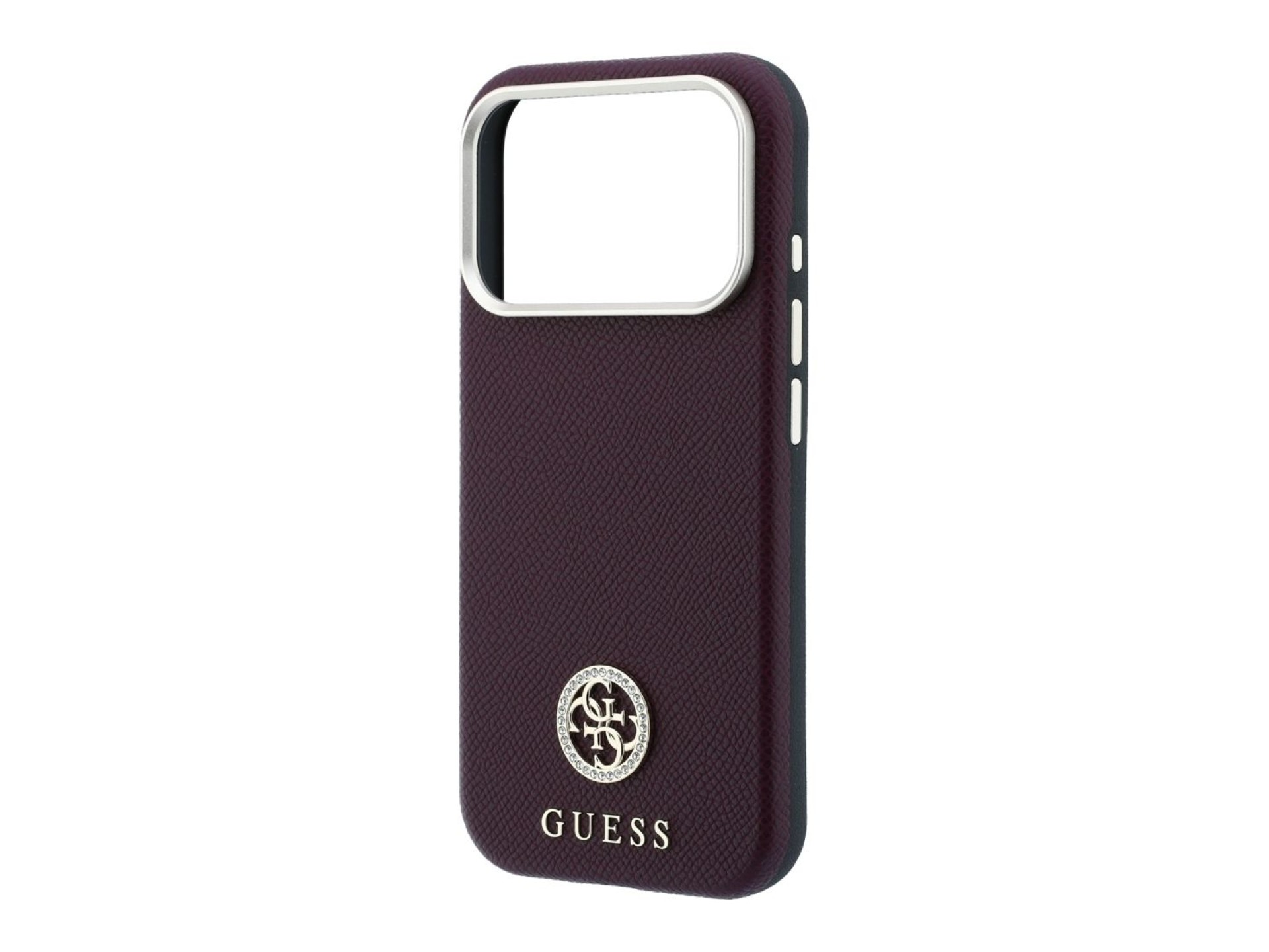 Guess Grained Round Strass Logo MagSafe Case for iPhone 18 Pro Max / 17 Pro Max - Burgundy