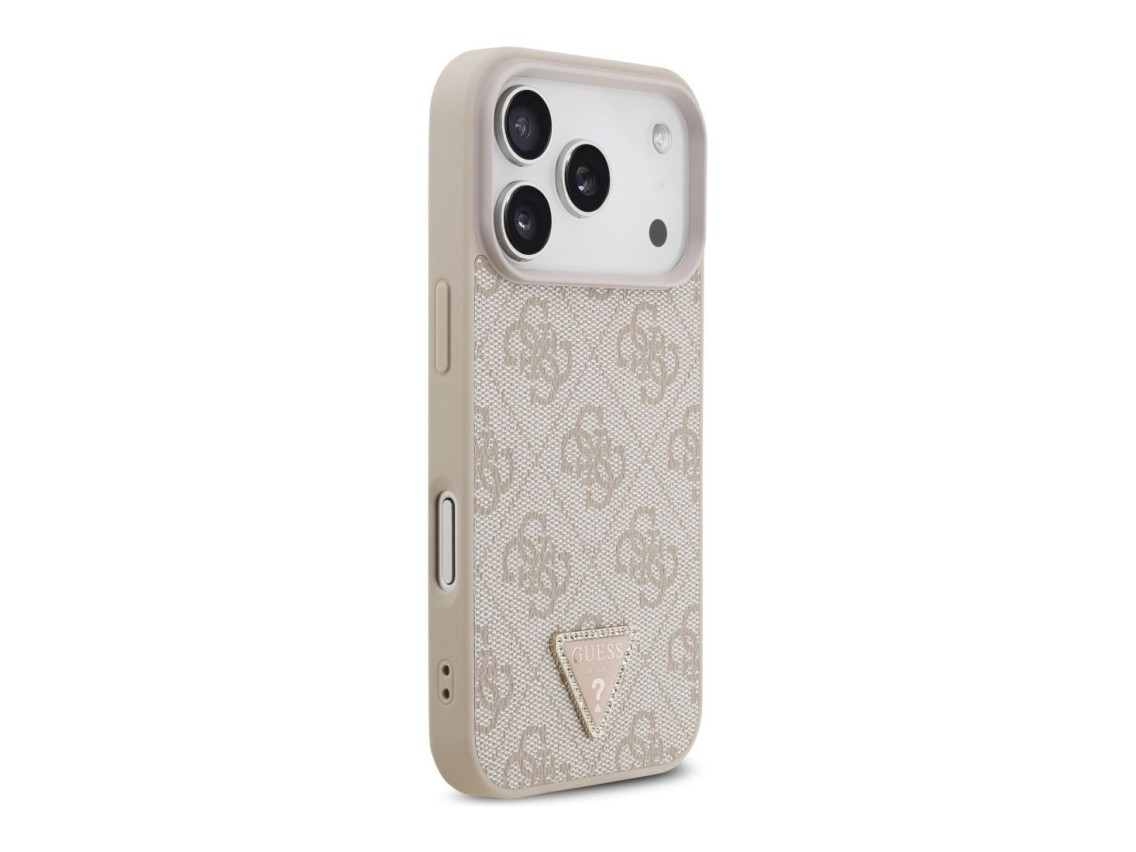Guess Leather 4G Triangle Strass MagSafe Case for iPhone 18 Pro / 17 Pro - Pink