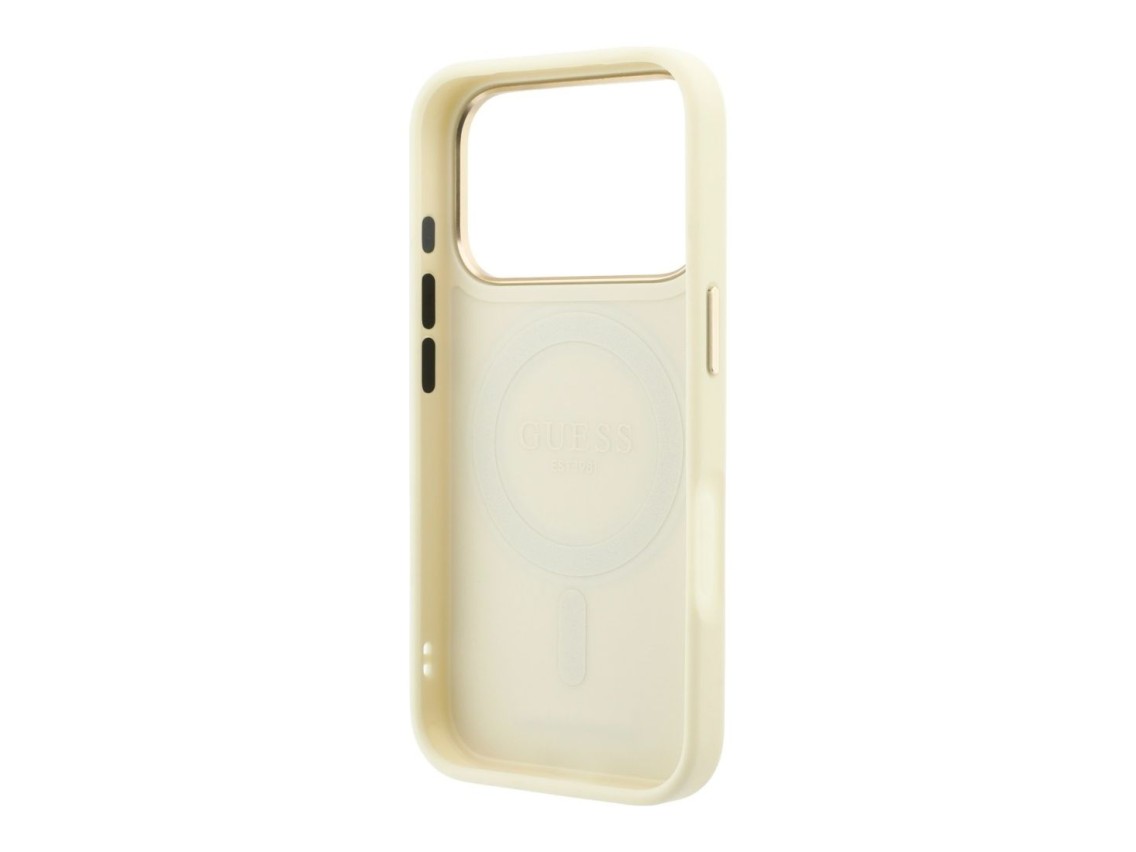 Funda Guess Ring Stand 360 Grained Classic Logo MagSafe para iPhone 18 Pro Max / 17 Pro Max - beige