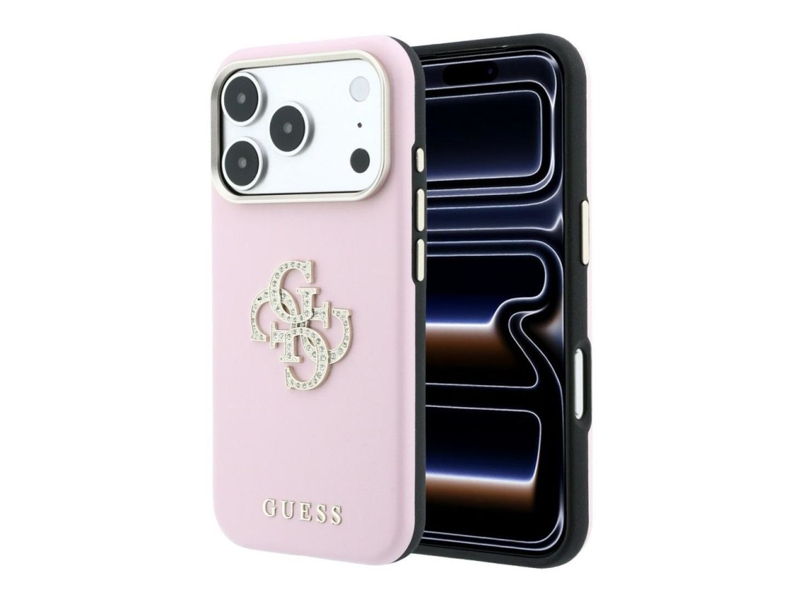 Capa Guess Smooth & Big Strass Logo para iPhone 18 Pro/17 Pro - Rosa
