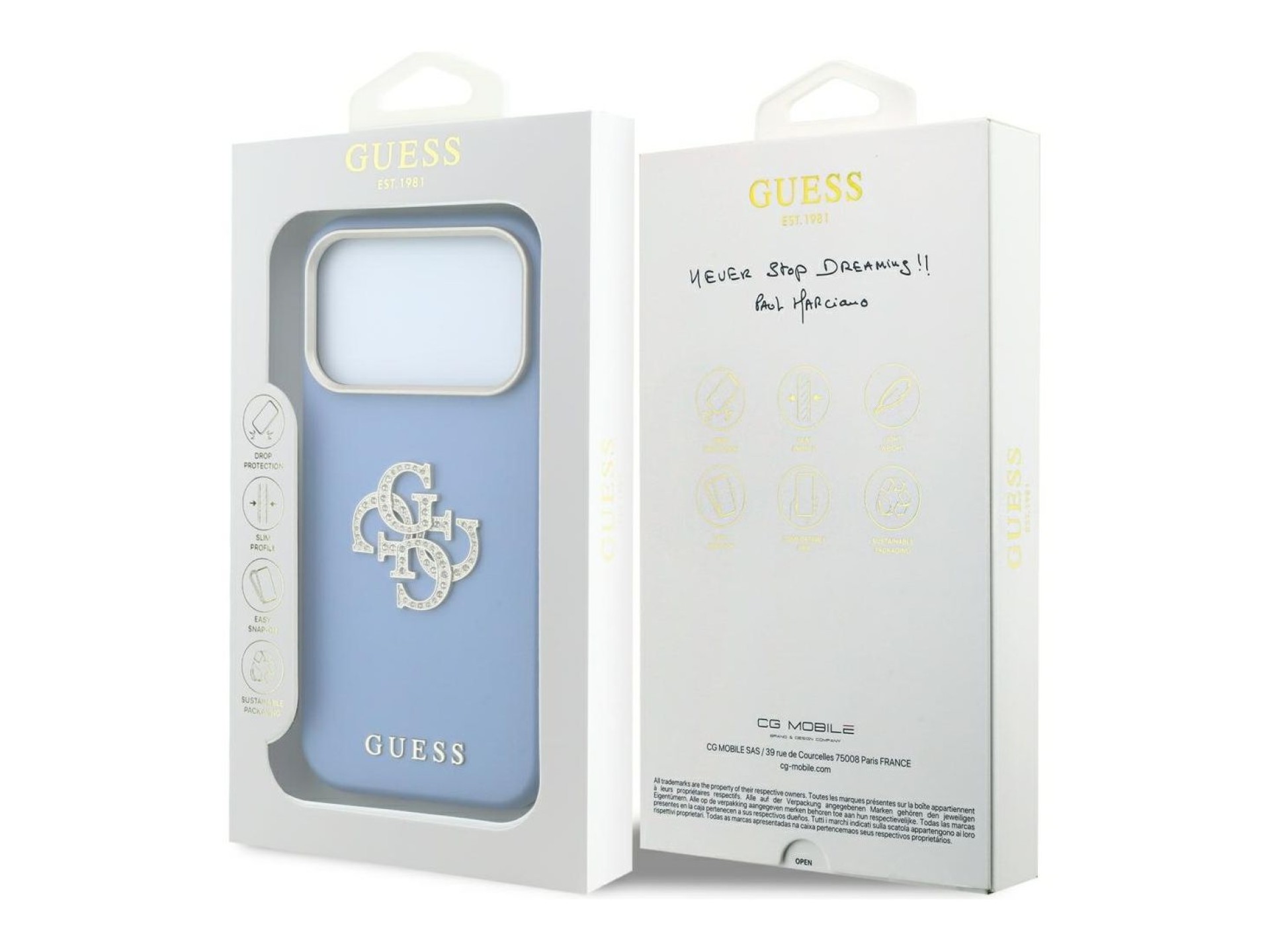 Guess Smooth & Big Strass Logo Case for iPhone 18 Pro Max / 17 Pro Max - Blue