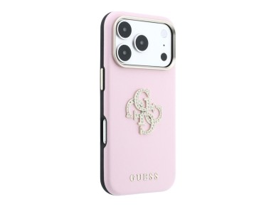 Capa Guess Smooth & Big Strass Logo para iPhone 18 Pro/17 Pro - Rosa