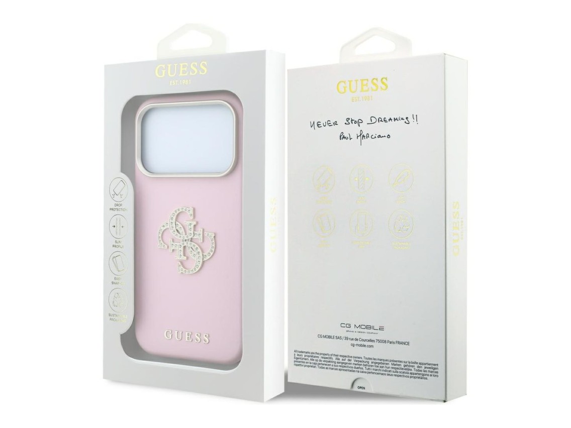 Guess Smooth & Big Strass Logo Case for iPhone 18 Pro Max / 17 Pro Max - Pink