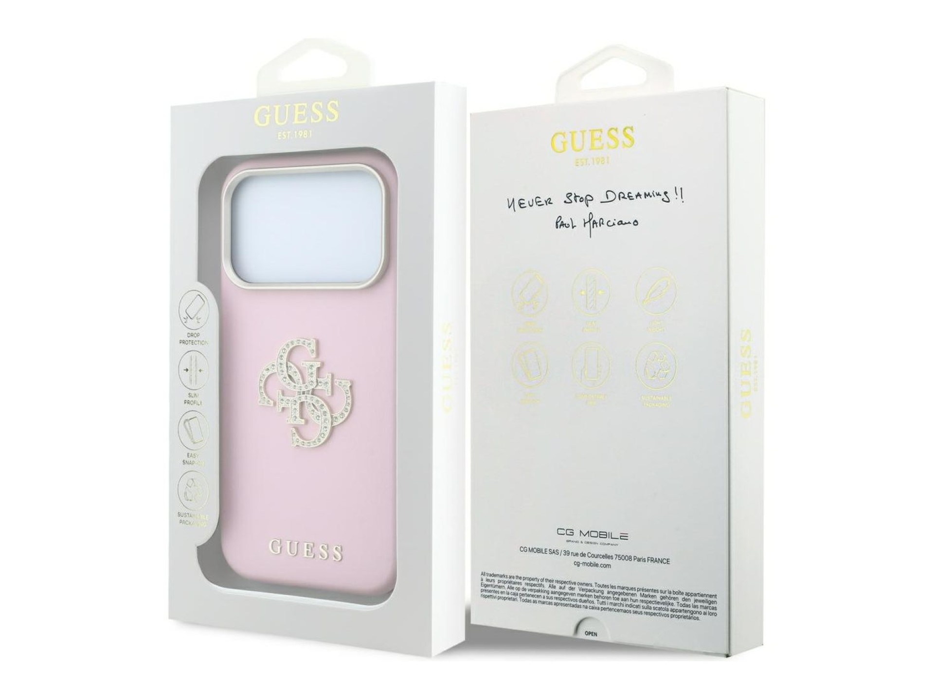 Guess Smooth & Big Strass Logo Case for iPhone 18 Pro Max / 17 Pro Max - Pink