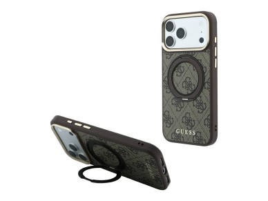 Guess Ring Stand 360 4G Classic Logo MagSafe Case for iPhone 18 Pro / 17 Pro - Brown