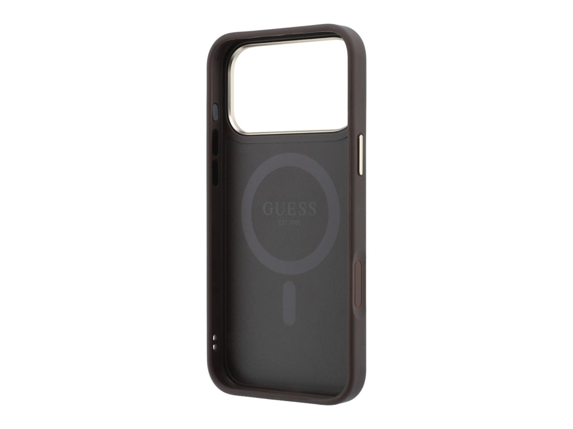 Capa Guess Ring Stand 360 4G Classic Logo MagSafe para iPhone 18 Pro/17 Pro - Castanho