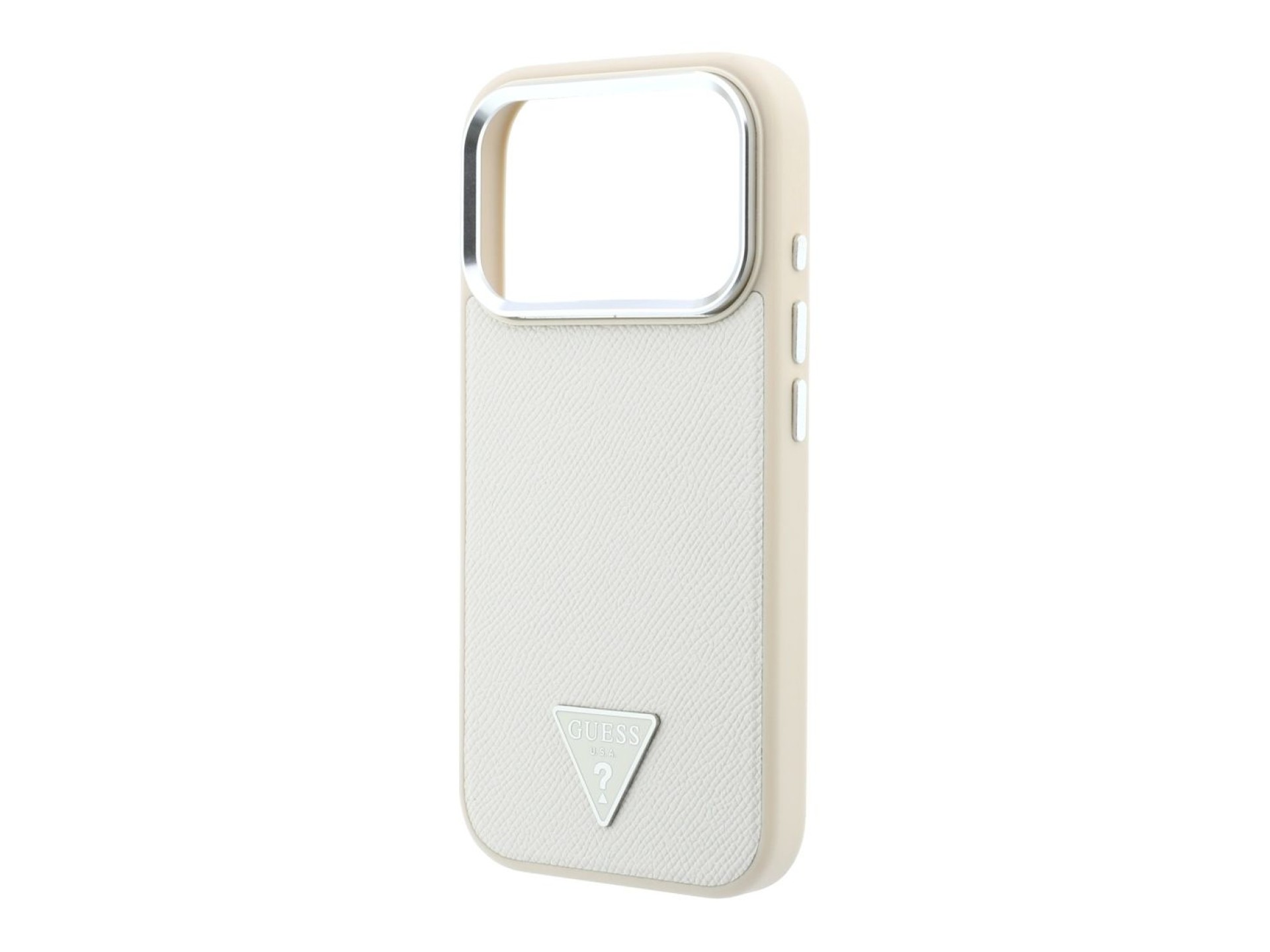 Guess Grained Triangle Logo MagSafe Case for iPhone 18 Pro / 17 Pro - Beige