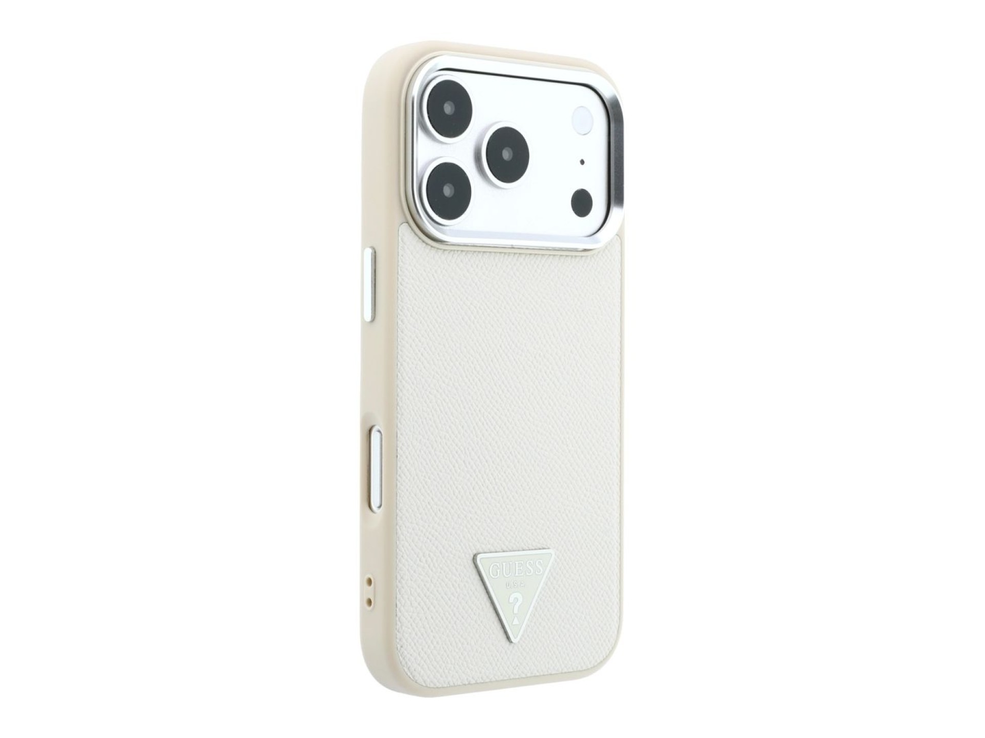 Guess Grained Triangle Logo MagSafe Case for iPhone 18 Pro / 17 Pro - Beige