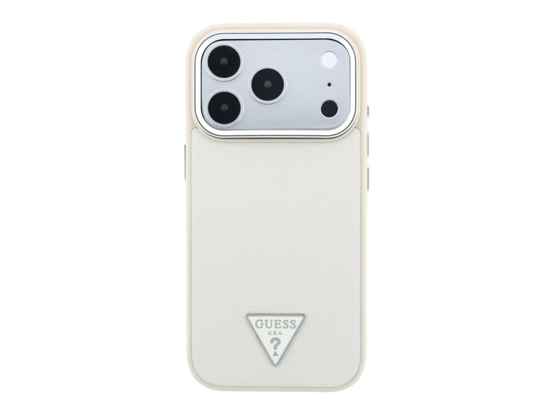 Guess Grained Triangle Logo MagSafe Case for iPhone 18 Pro / 17 Pro - Beige