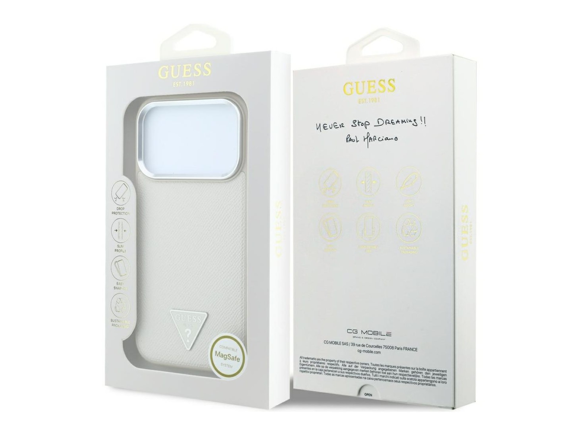 Guess Grained Triangle Logo MagSafe Case for iPhone 18 Pro / 17 Pro - Beige