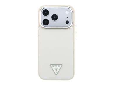 Capa MagSafe Guess com Logo Triangular Granulado para iPhone 18 Pro / 17 Pro - Bege