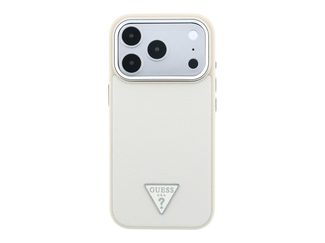Guess Grained Triangle Logo MagSafe Case for iPhone 18 Pro / 17 Pro - Beige