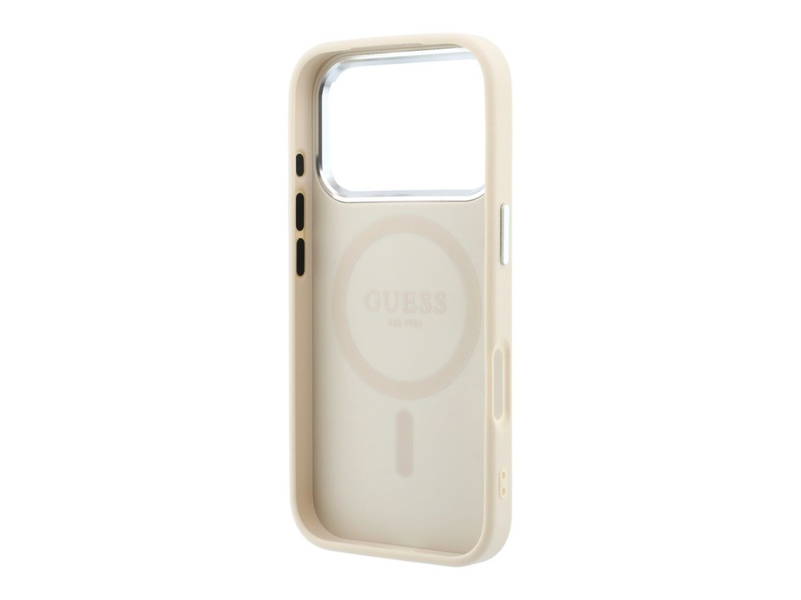 Guess Grained Triangle Logo MagSafe Case for iPhone 18 Pro / 17 Pro - Beige