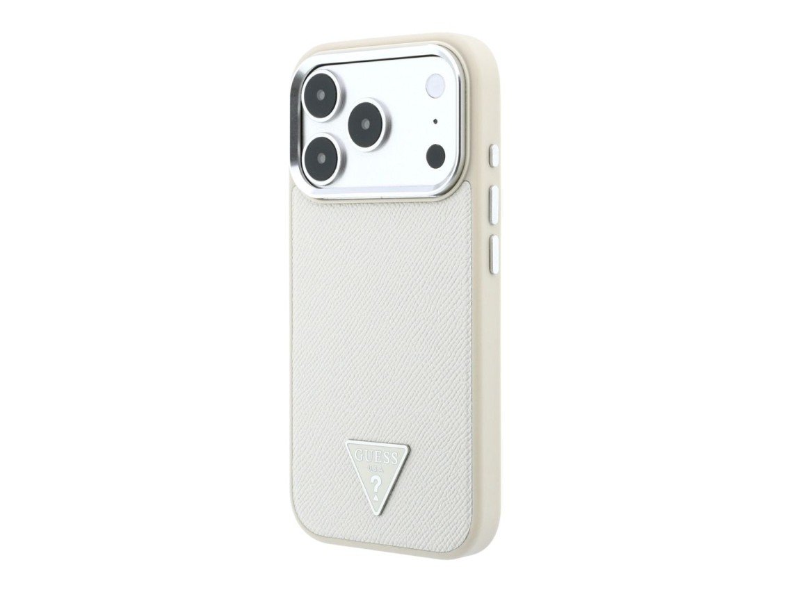 Guess Grained Triangle Logo MagSafe Case for iPhone 18 Pro / 17 Pro - Beige