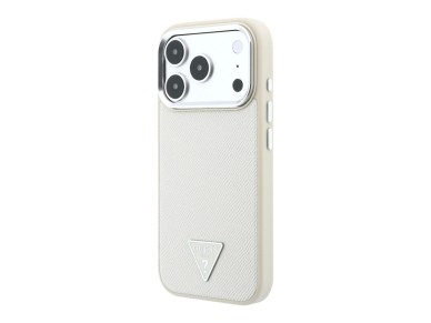 Capa MagSafe Guess com Logo Triangular Granulado para iPhone 18 Pro / 17 Pro - Bege