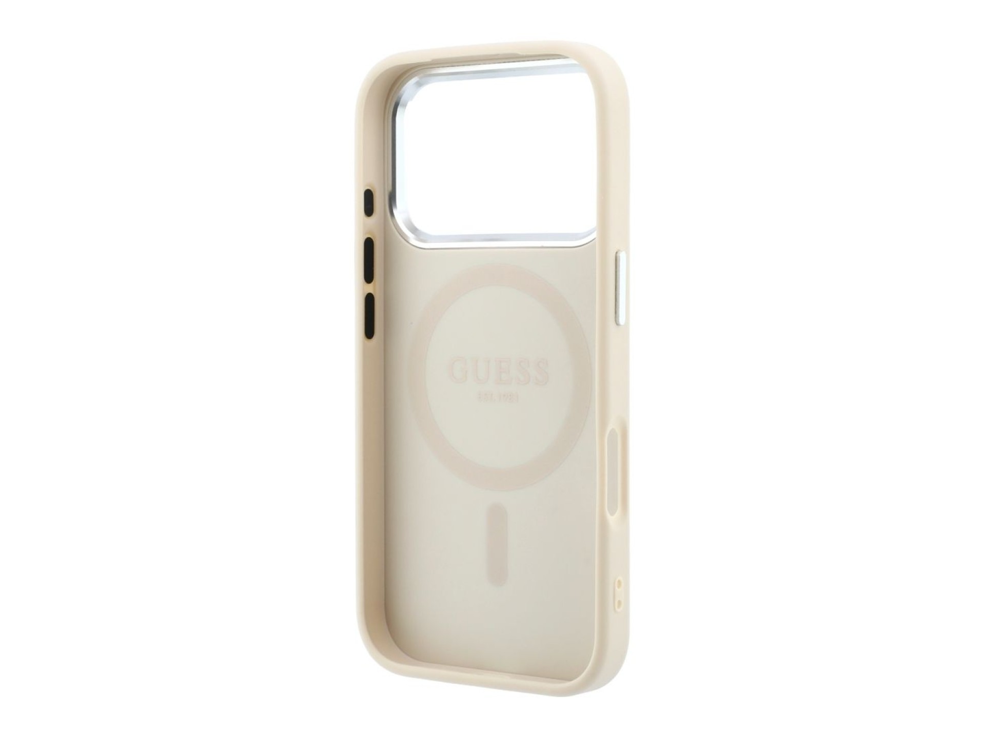 Guess Grained Triangle Logo MagSafe Case for iPhone 18 Pro / 17 Pro - Beige