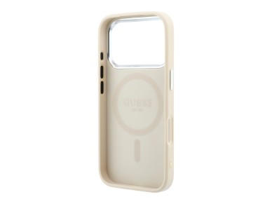 Capa MagSafe Guess com Logo Triangular Granulado para iPhone 18 Pro / 17 Pro - Bege