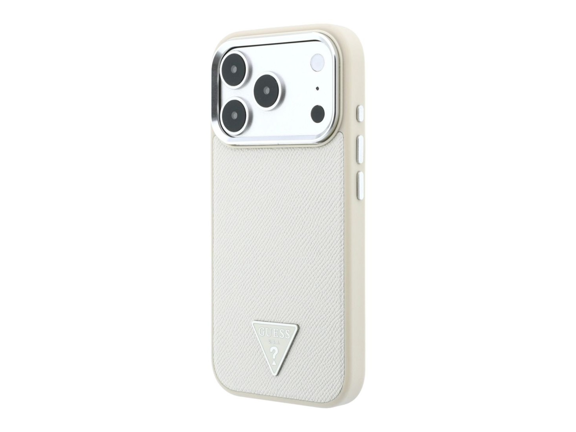 Guess Grained Triangle Logo MagSafe Case for iPhone 18 Pro / 17 Pro - Beige