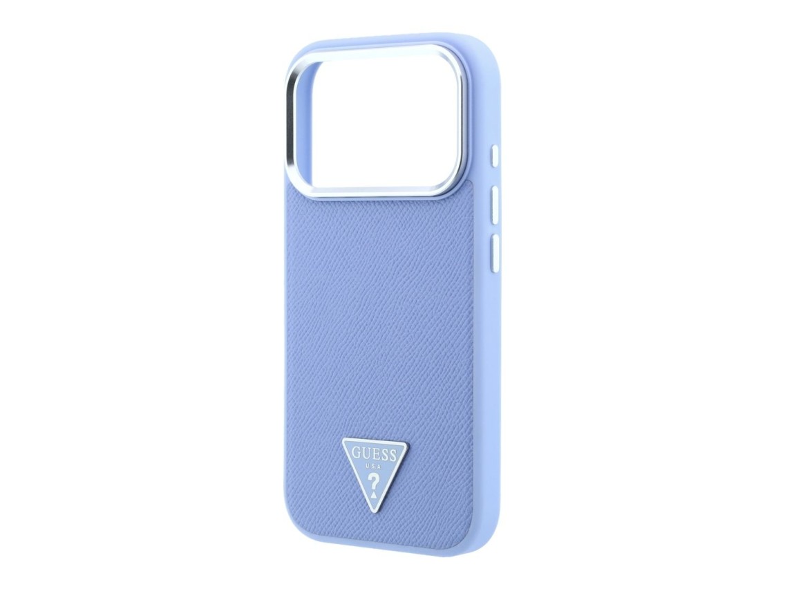 Capa MagSafe Guess com Logo Triangular Granulado para iPhone 18 Pro Max / 17 Pro Max - Azul