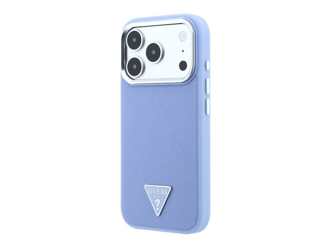 Capa MagSafe Guess com Logo Triangular Granulado para iPhone 18 Pro Max / 17 Pro Max - Azul