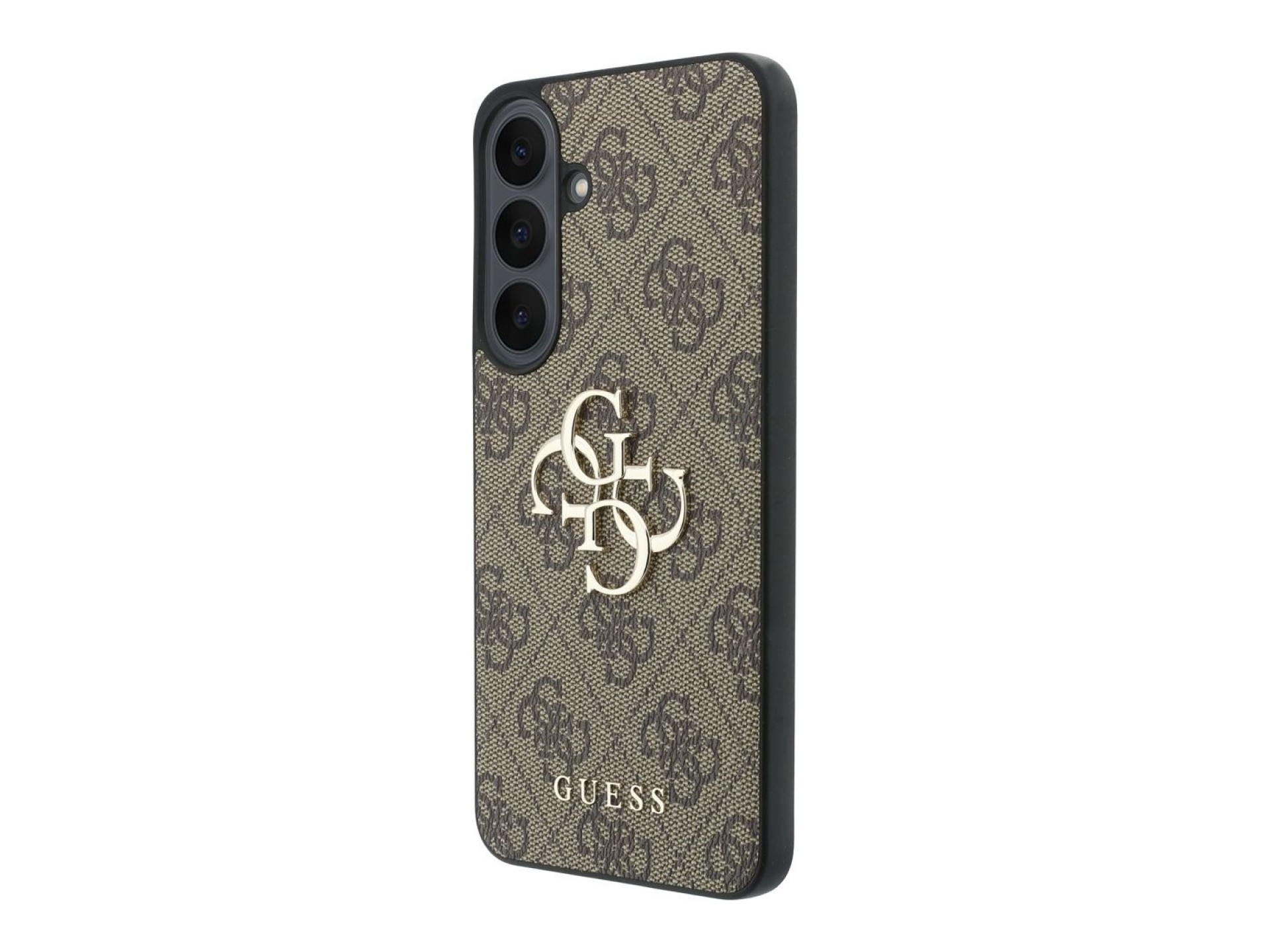 Funda Guess de cuero 4G con logo metálico para Samsung Galaxy S26 FE - Marrón