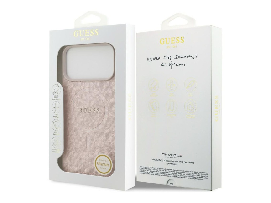 Guess Saffiano Classic Logo MagSafe Case for iPhone 18 Pro Max / iPhone 17 Pro Max - Pink