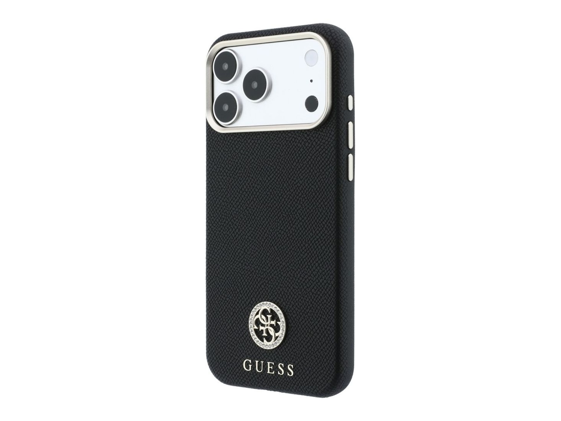 Capa MagSafe Guess com Logo Strass Redondo e Textura Granulada para iPhone 18 Pro Max / 17 Pro Max -