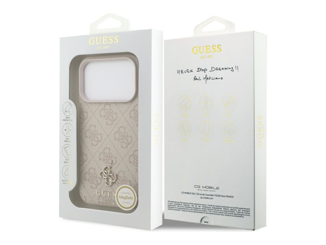 Guess 4G Small Classic Logo MagSafe Case for iPhone 18 Pro / 17 Pro - Pink