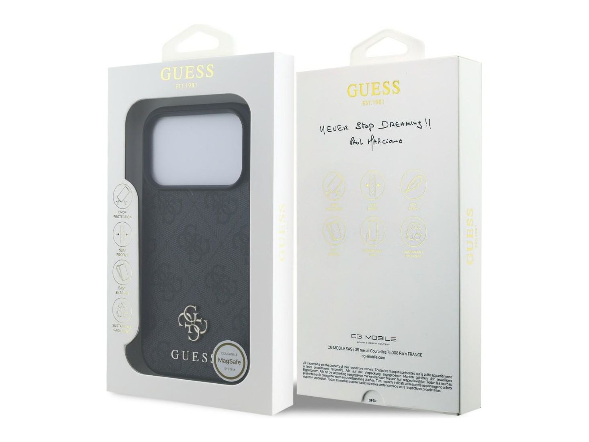 Capa Guess 4G Small Classic Logo MagSafe para iPhone 18 Pro/17 Pro - Preta