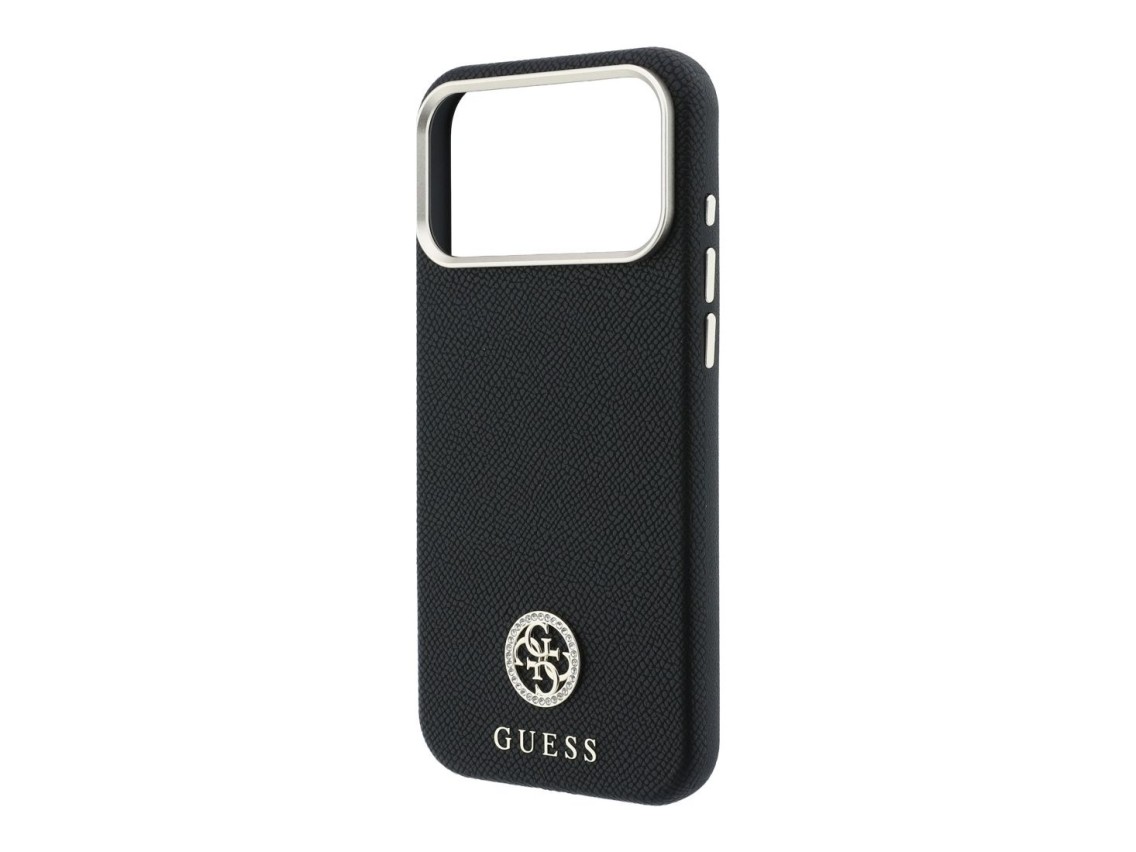 Capa MagSafe Guess com Logo Strass Redondo e Textura Granulada para iPhone 18 Pro Max / 17 Pro Max -