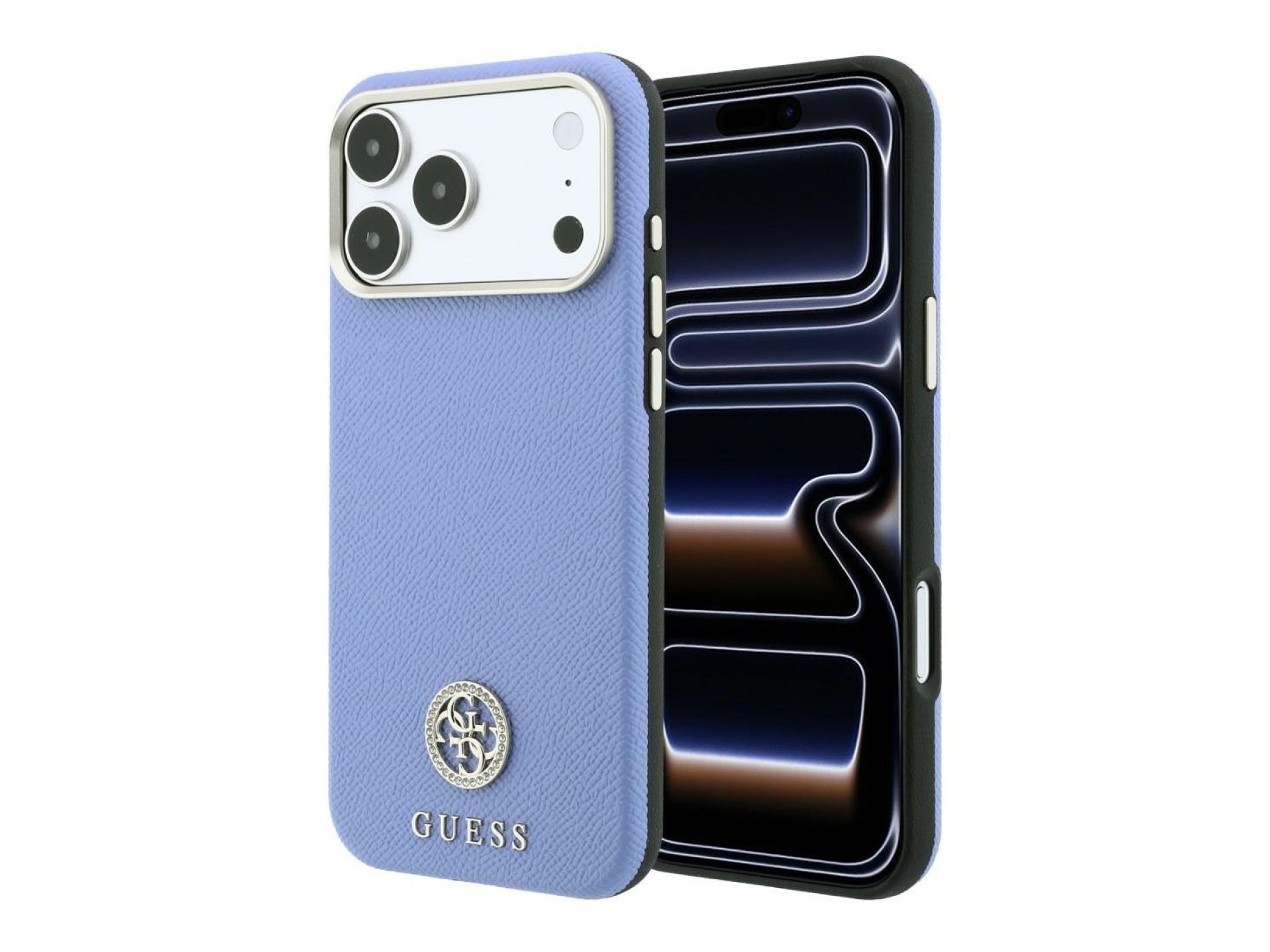 Capa MagSafe Guess com Logo Strass Redondo e Textura Granulada para iPhone 18 Pro Max / 17 Pro Max -