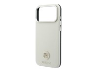 Capa MagSafe Guess com Logo Strass Redondo e Textura Granulada para iPhone 18 Pro / 17 Pro - Bege Capa MagSafe Guess com Logo Strass Redondo e Textura Granulada para iPhone 18 Pro / 17 Pro - Bege